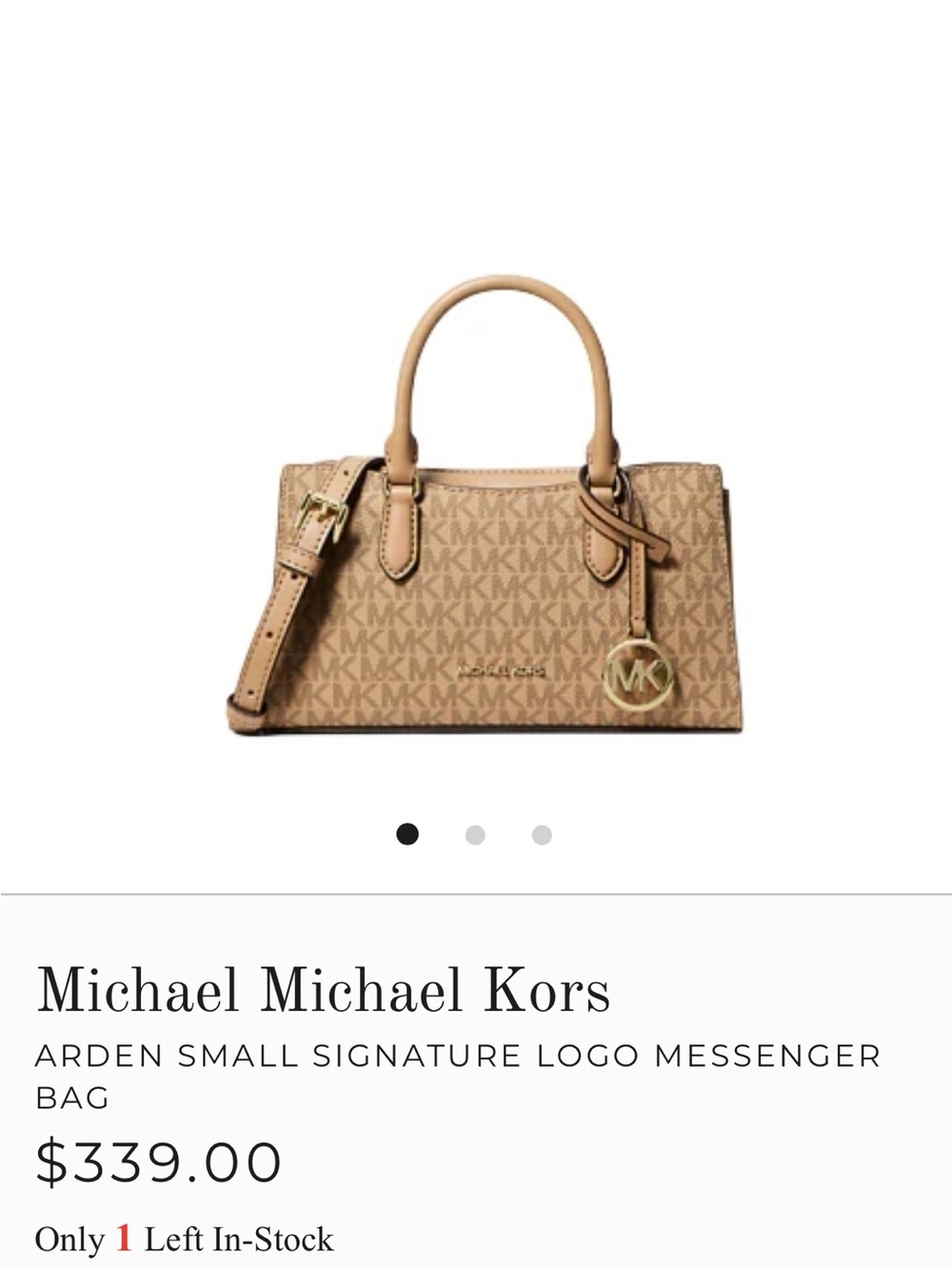 MICHAEL Michael Kors Tan Signature Arden Satchel with Gold Hardware